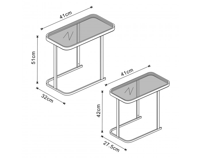 Комплект маси за гнездене Laxå от 2 стъклени и метални черни []