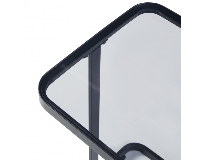 Комплект маси за гнездене Laxå от 2 стъклени и метални черни []