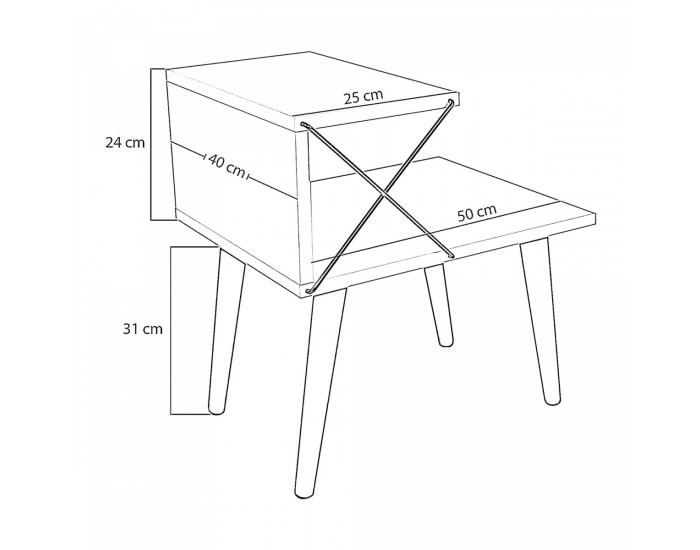 Помощна маса Bergen 50x40x55см антрацит []