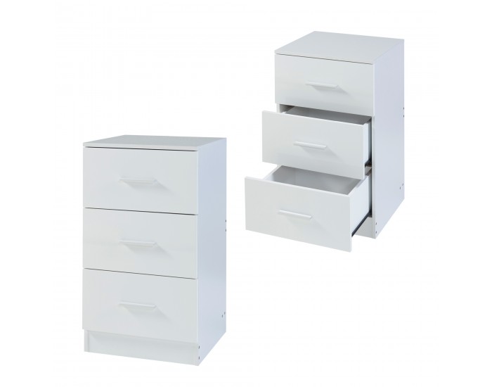 Комплект нощни шкафчета Aurdal от 2 бр., 66x37x34,5 см, бяло, гланц []