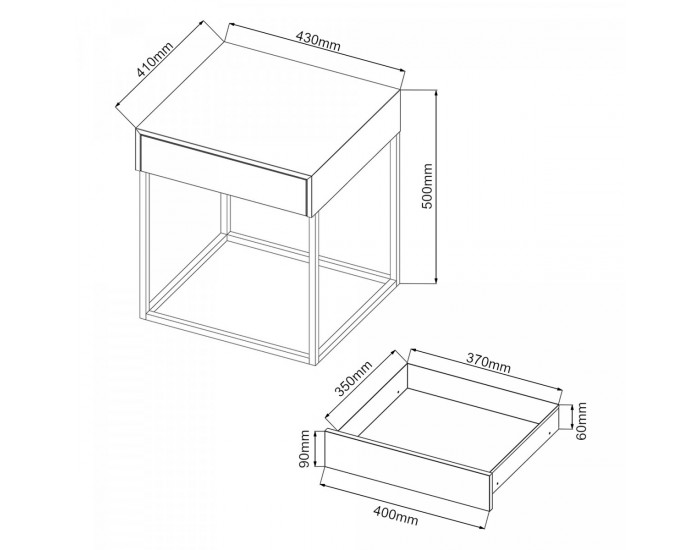 Помощна маса Rautjärvi 50x43x41cm от стомана бяла []
