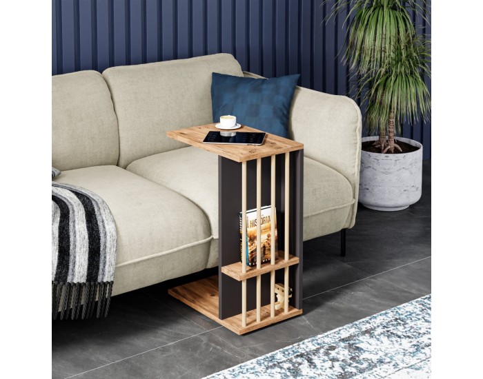 Помощна маса Siikainen 65x44x29 cm вид дърво/черно []