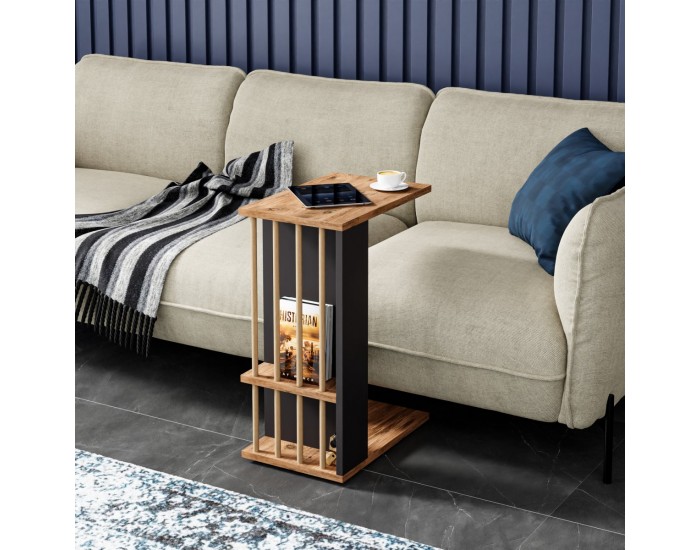 Помощна маса Siikainen 65x44x29 cm вид дърво/черно []