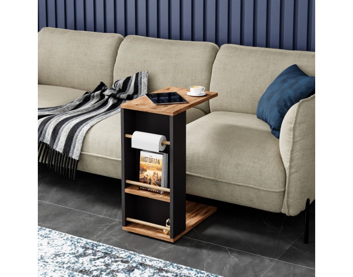 Помощна маса Siikainen, вид дърво/черно []