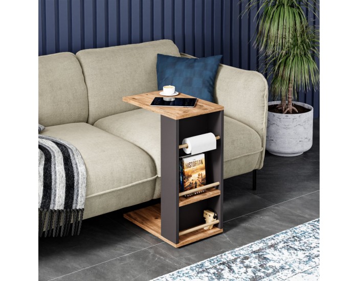 Помощна маса Siikainen, вид дърво/черно []