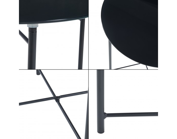 Помощна маса Ödeshög със стъклен плот 45xØ42см черен []