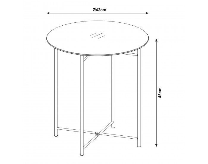 Помощна маса Ödeshög със стъклен плот 45xØ42см черен []