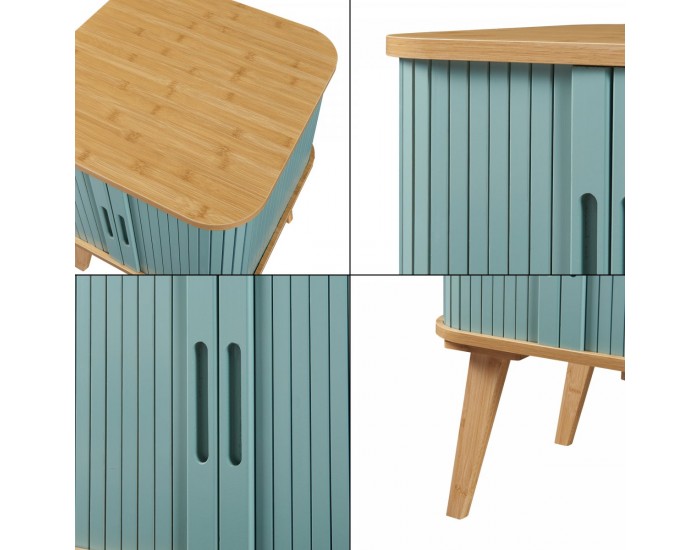 Помощна маса Tysvær 59x45x45 см бамбук/синьо []