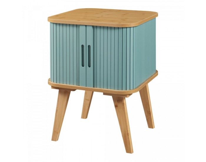 Помощна маса Tysvær 59x45x45 см бамбук/синьо []