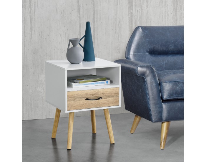 Комплект помощна масичка Gävle от 2 бели/дъб []