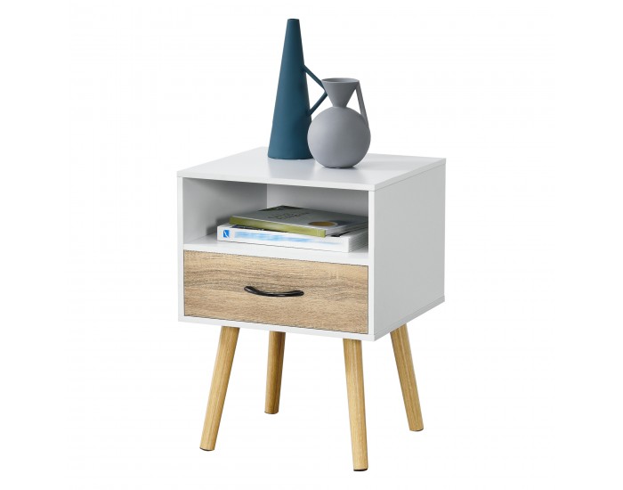 Комплект помощна масичка Gävle от 2 бели/дъб []