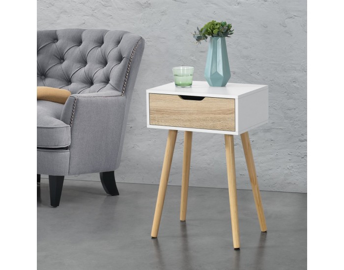 Комплект помощна маса Östersund от 2 бели/дъб []