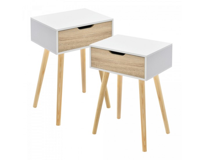 Комплект помощна маса Östersund от 2 бели/дъб []