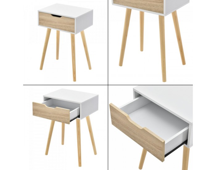 Комплект помощна маса Östersund от 2 бели/дъб []