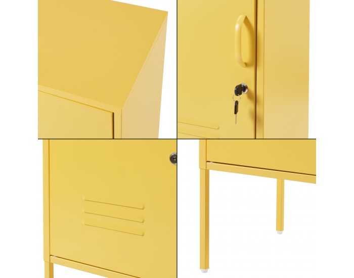 Нощно шкафче Hausjärvi 82x35x35 см стоманено жълто []