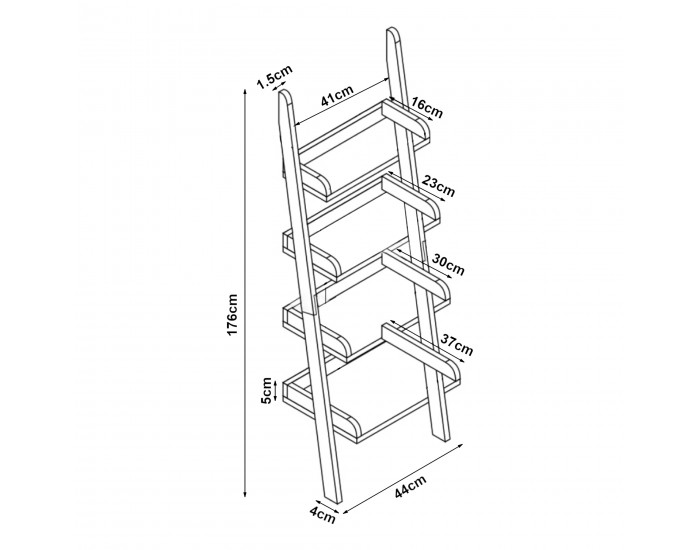 Стълба Göinge с 4 рафта от бамбук []
