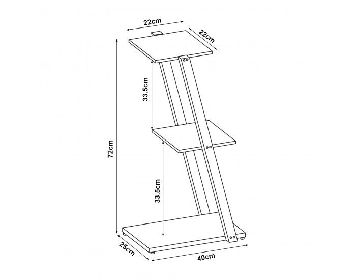 Стоящ рафт роллаг 72х40х25см от черен метал []