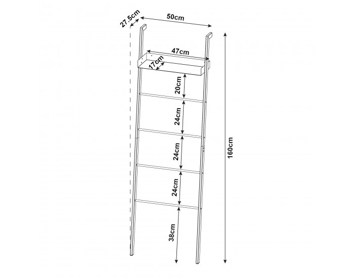 Рафт за стълба Øksnes 160x50x27,5 см бял []