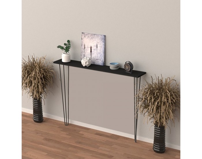 Конзолна маса Kokemäki 80x18x82 см черна []