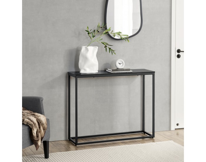 Конзолна маса Kittilä 80x100x30cm черно/мраморна визия []