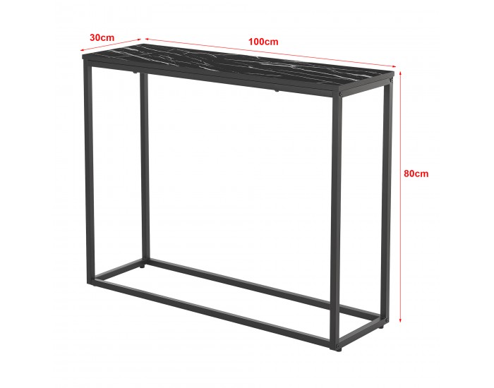 Конзолна маса Kittilä 80x100x30cm черно/мраморна визия []
