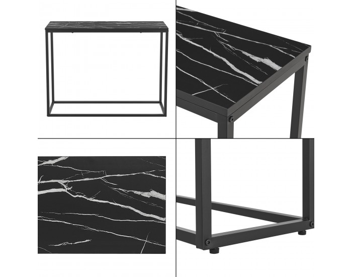 Конзолна маса Kittilä 80x100x30cm черно/мраморна визия []