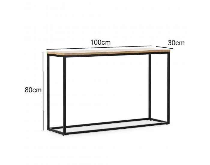 Конзолна маса Kittilä 80x100x30cm черен/изглед дъб []