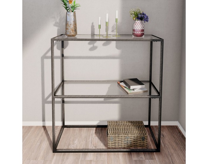 Конзолна маса Konnevesi 85x80x30cm черен/прозрачен []