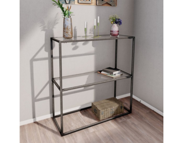 Конзолна маса Konnevesi 85x80x30cm черен/прозрачен []