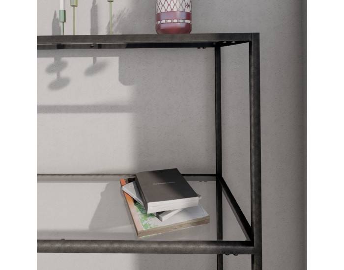 Конзолна маса Konnevesi 85x80x30cm черен/прозрачен []