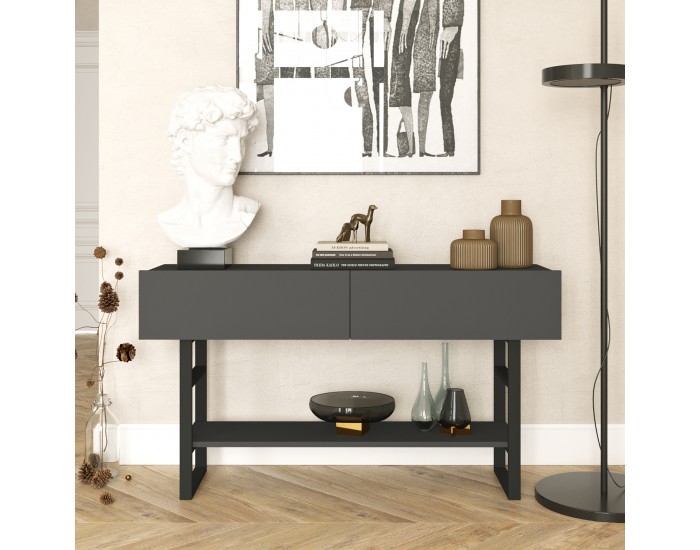 Конзолна маса Lappeenranta 139x43x76cm антрацит/черен []