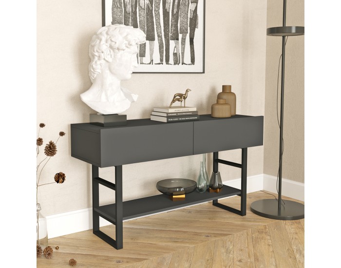 Конзолна маса Lappeenranta 139x43x76cm антрацит/черен []