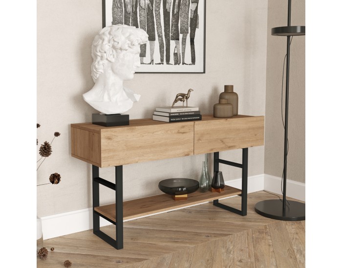 Конзолна маса Lappeenranta 139x43x76см дъб/черен []