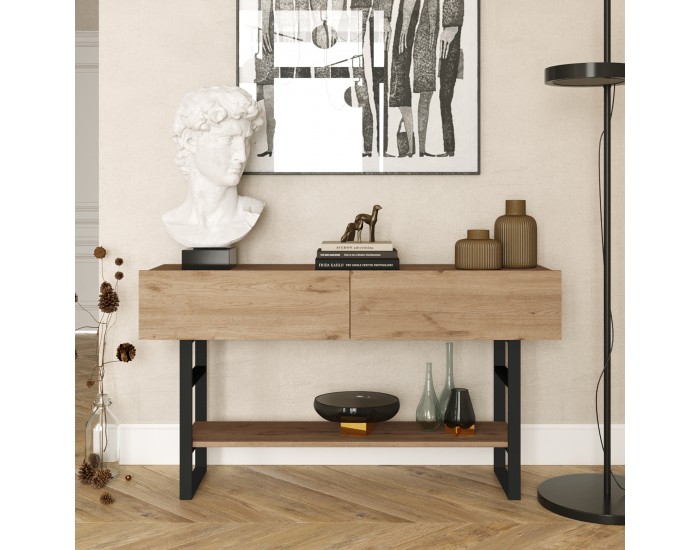 Конзолна маса Lappeenranta 139x43x76см дъб/черен []