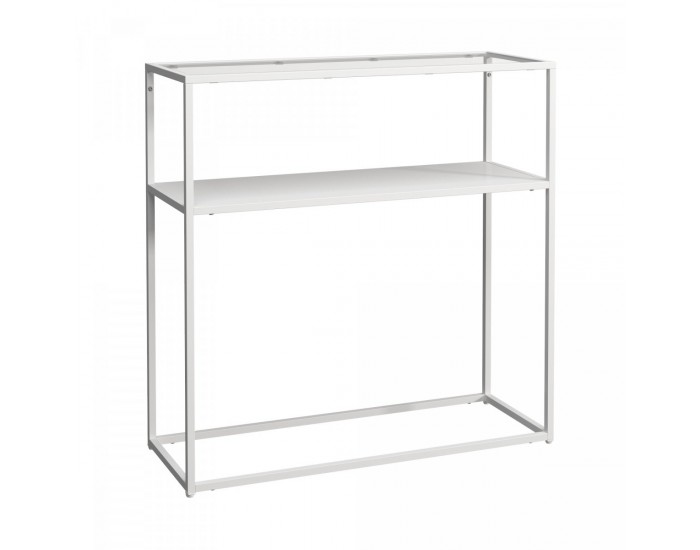 Конзолна маса Kuhmo бял стъклен плот []