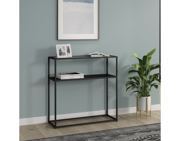 Конзолна маса Kuhmo черен стъклен плот []