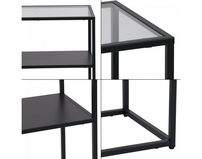 Конзолна маса Kuhmo черен стъклен плот []