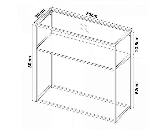 Конзолна маса Kuhmo черен стъклен плот []