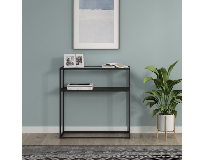 Конзолна маса Kuhmo черен стъклен плот []