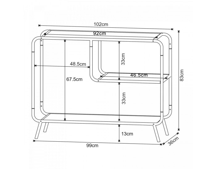 Конзолна маса Krødsherad 83x102x36cm черно/дъб []