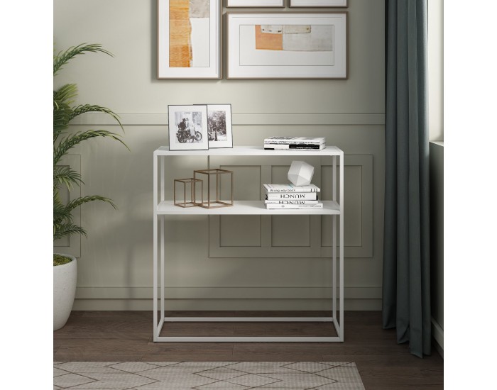 Конзолна маса Kuhmo бял метален плот []