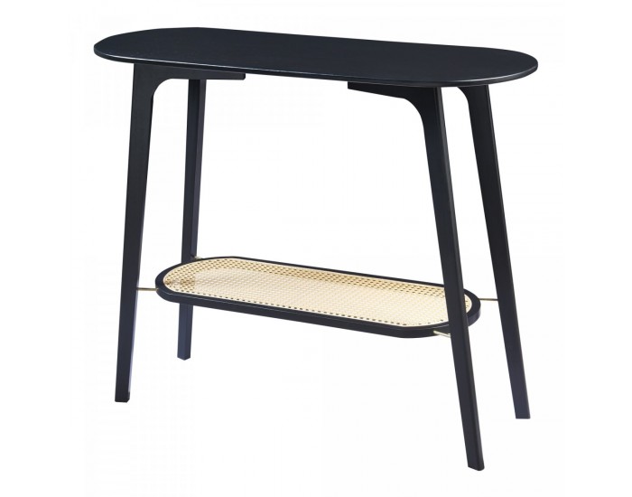 Конзолна маса Taivalkoski 100x35x80 см черен/изглед ратан []