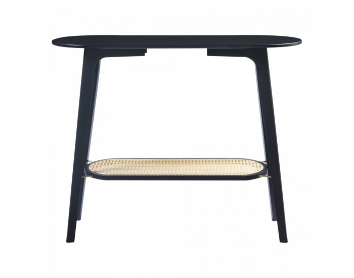 Конзолна маса Taivalkoski 100x35x80 см черен/изглед ратан []