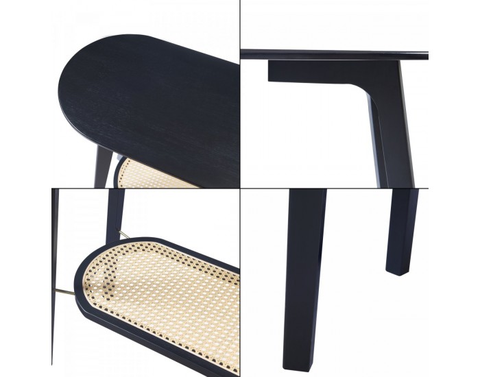 Конзолна маса Taivalkoski 100x35x80 см черен/изглед ратан []