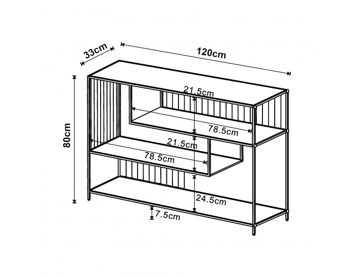 Конзолна маса Oxelösund 120x33x80 см черна []