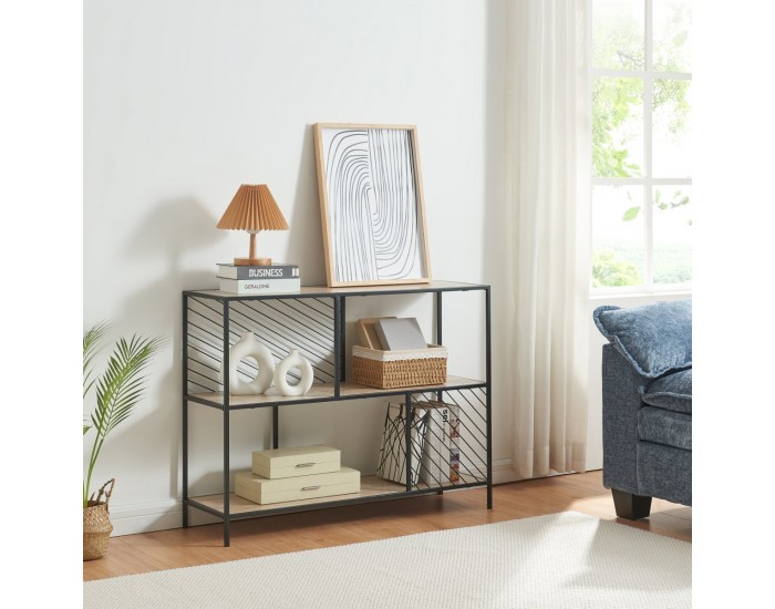 Конзолна маса Övertorneå 100x30x75 см черно/дъб []