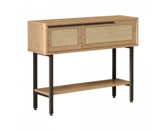 Конзолна маса Kvænangen 100x30x76 cm вид дъб/ратан []