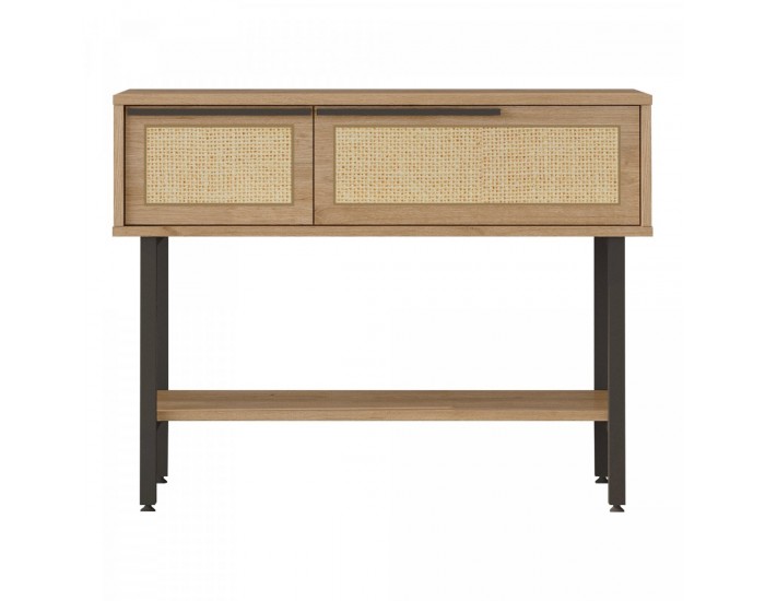 Конзолна маса Kvænangen 100x30x76 cm вид дъб/ратан []