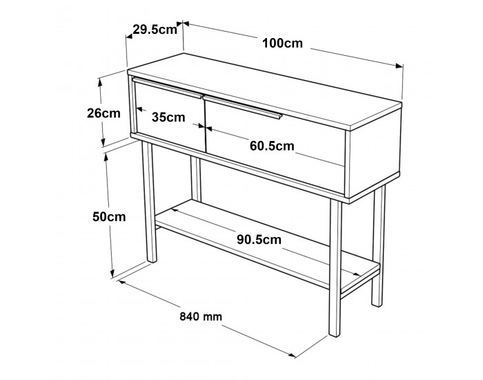 Конзолна маса Vesanto 100x30x76 см бяла []