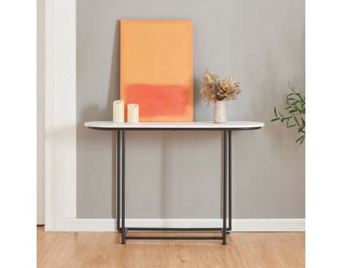 Конзолна маса Nordfron 120x40x75 см мрамор, бял []